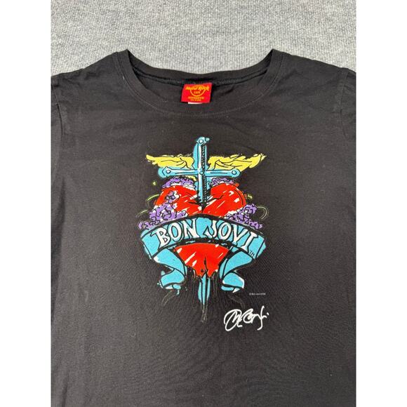 2008 Hard Rock Cafe Signature Series Bon Jovi Sz L Black Women’s T Shirt - Picture 2 of 11